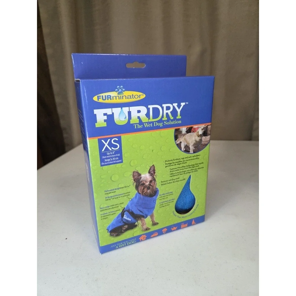FURminator FURDRY TOWEL Dog Pet Grooming Bathing Blue XS